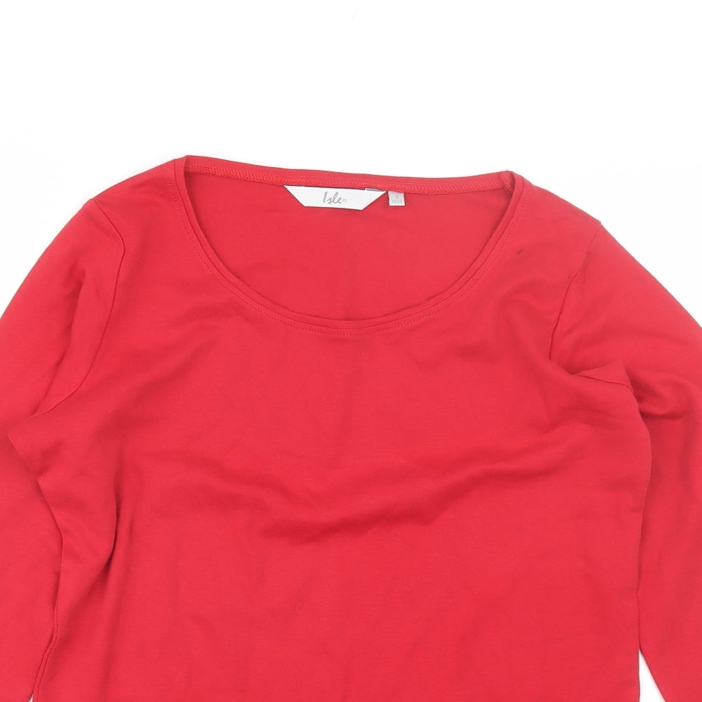 Womens UK Size S Isle Red Basic T-Shirt