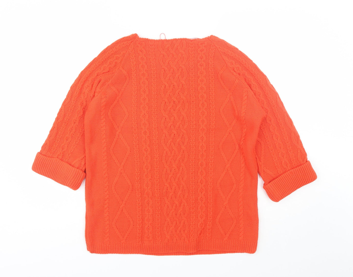 BASSINI Womens Orange Square Neck  Acrylic Pullover Jumper Size XL
