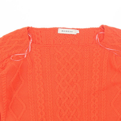 BASSINI Womens Orange Square Neck  Acrylic Pullover Jumper Size XL