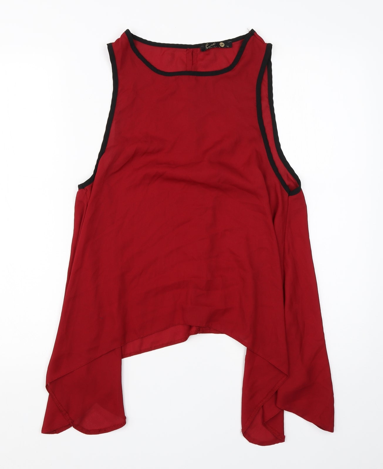 eve Womens Red  Polyester Basic Blouse Size 14 Round Neck