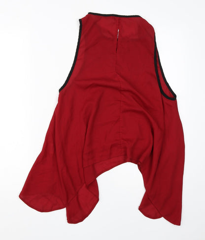 eve Womens Red  Polyester Basic Blouse Size 14 Round Neck