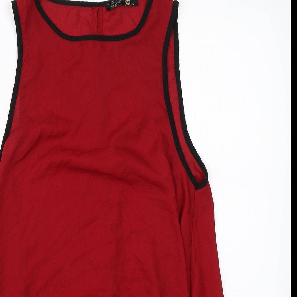 eve Womens Red  Polyester Basic Blouse Size 14 Round Neck