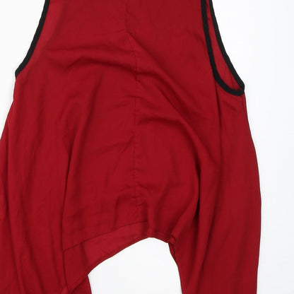 eve Womens Red  Polyester Basic Blouse Size 14 Round Neck