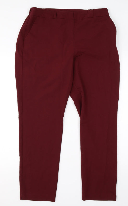 Womens UK Size 14 Tailored Regular Fit Dress Pants Red Trousers