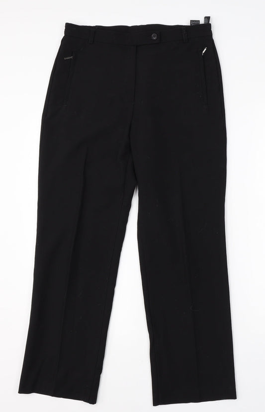 Womens UK Size 10 M&S Regular Fit Dress Pants Black Trousers