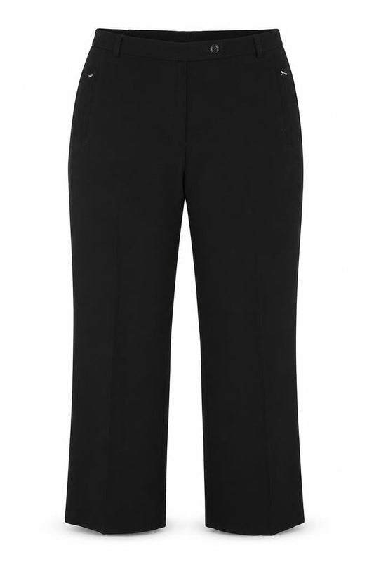 Front view of Marks & Spencer women’s black polyester dress pants trousers, size UK 10, 25-inch leg regular