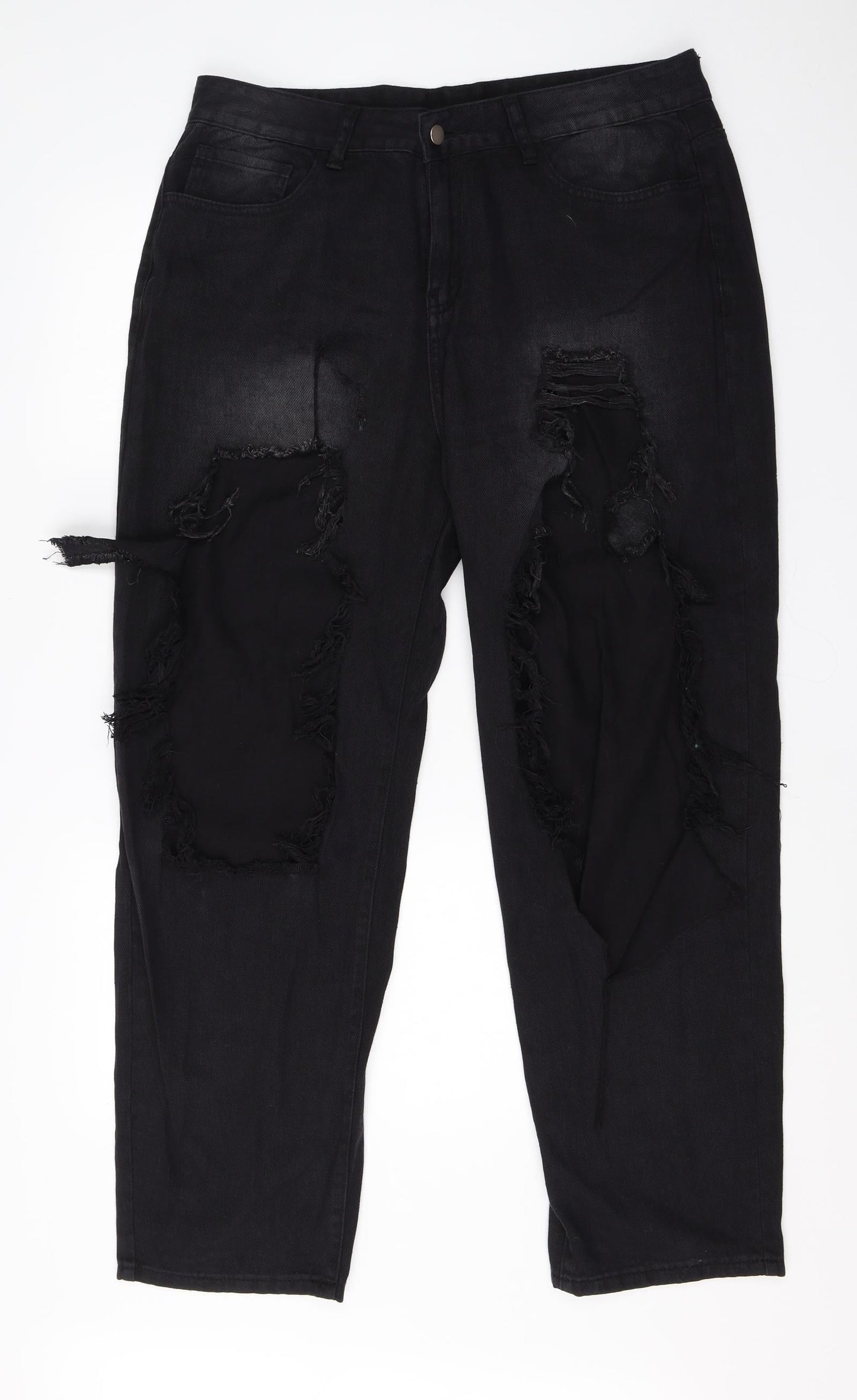 SheIn Womens Black  Cotton Straight Jeans Size 44 L27 in Regular