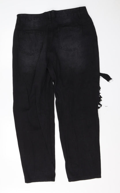 SheIn Womens Black  Cotton Straight Jeans Size 44 L27 in Regular