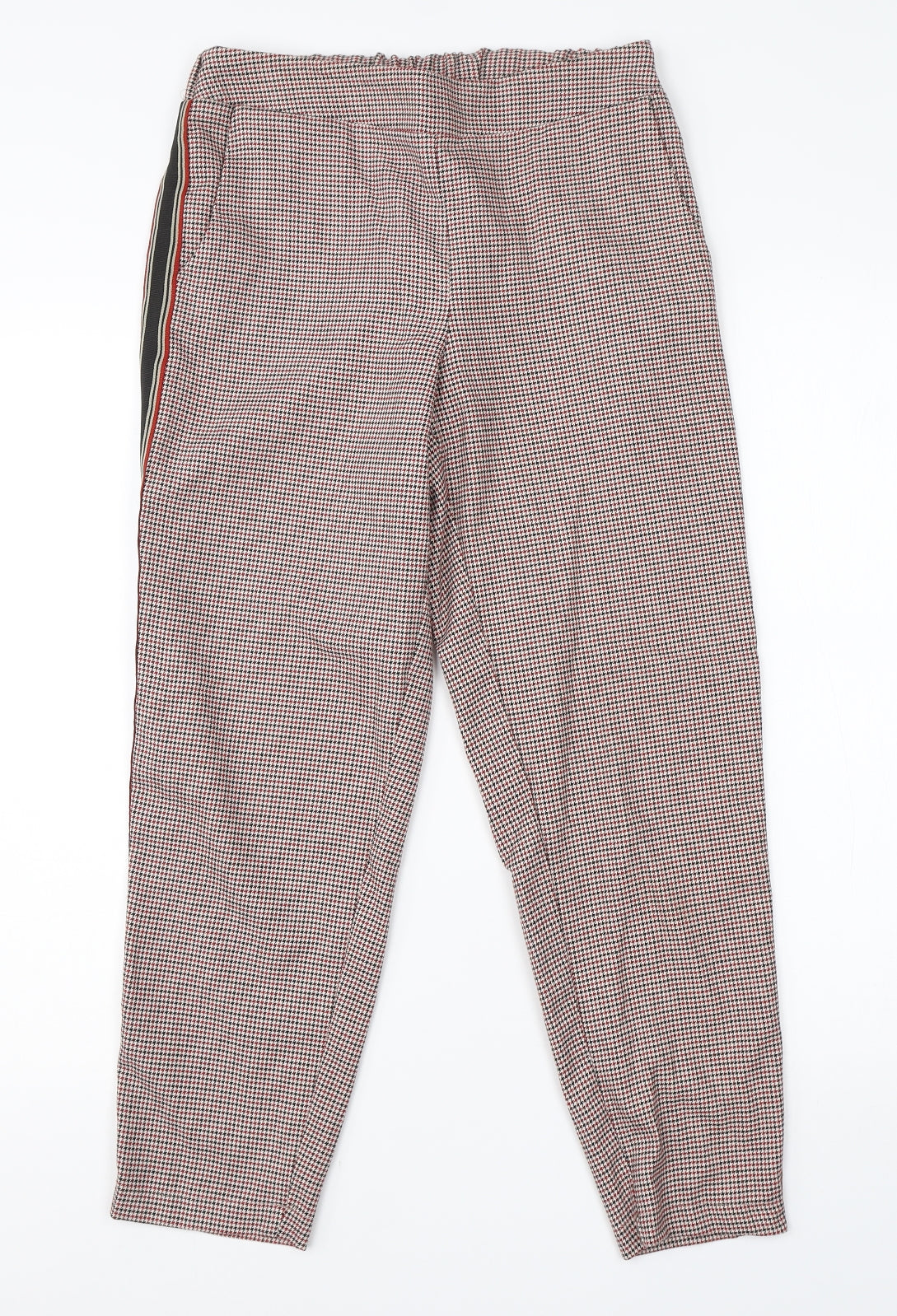 Primark Womens Red Houndstooth Viscose Trousers  Size 8 L23 in Regular