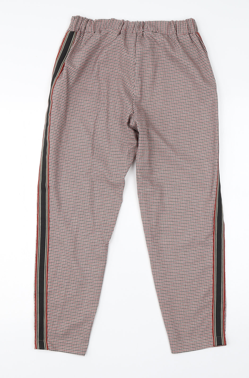 Primark Womens Red Houndstooth Viscose Trousers  Size 8 L23 in Regular