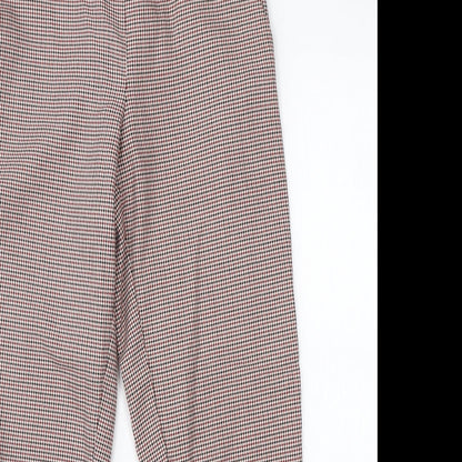 Primark Womens Red Houndstooth Viscose Trousers  Size 8 L23 in Regular