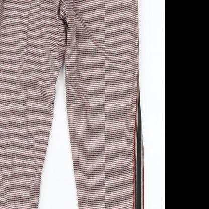 Primark Womens Red Houndstooth Viscose Trousers  Size 8 L23 in Regular