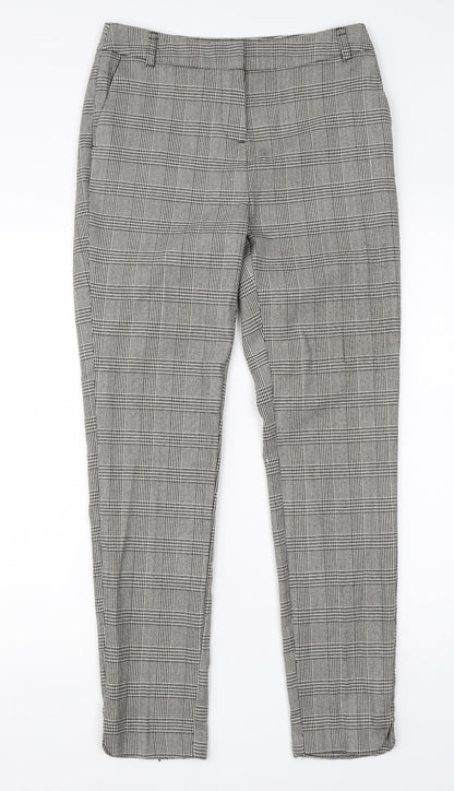 TU Womens White Check Viscose Dress Pants Trousers Size 8 L26 in Regular