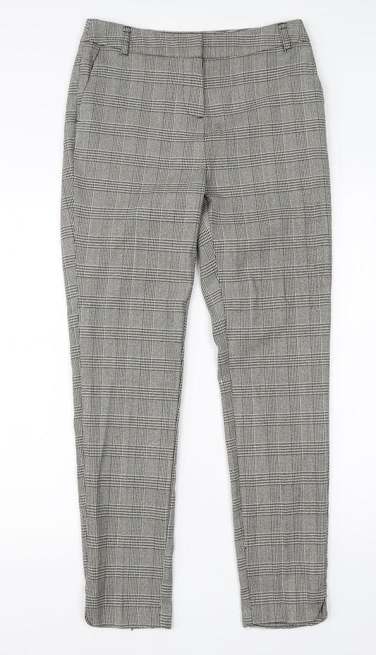 TU Womens White Check Viscose Dress Pants Trousers Size 8 L26 in Regular
