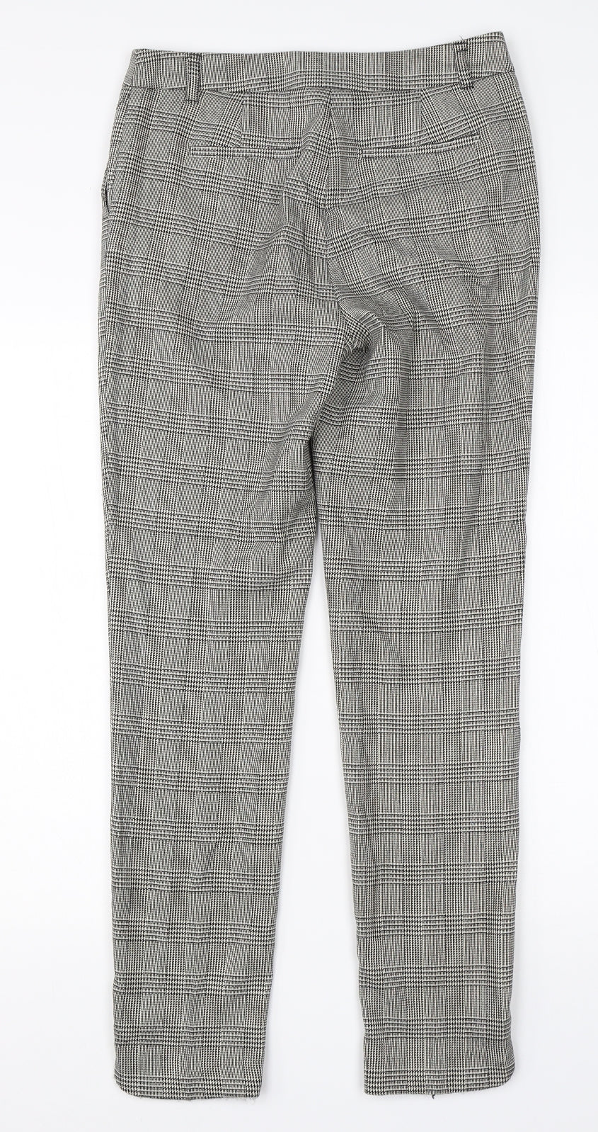 TU Womens White Check Viscose Dress Pants Trousers Size 8 L26 in Regular