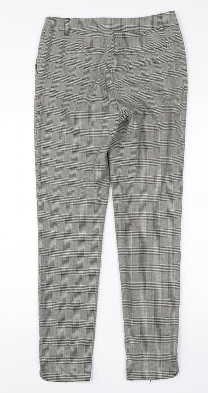 TU Womens White Check Viscose Dress Pants Trousers Size 8 L26 in Regular