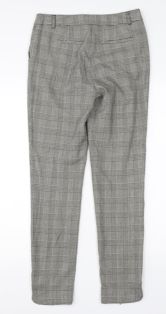 TU Womens White Check Viscose Dress Pants Trousers Size 8 L26 in Regular