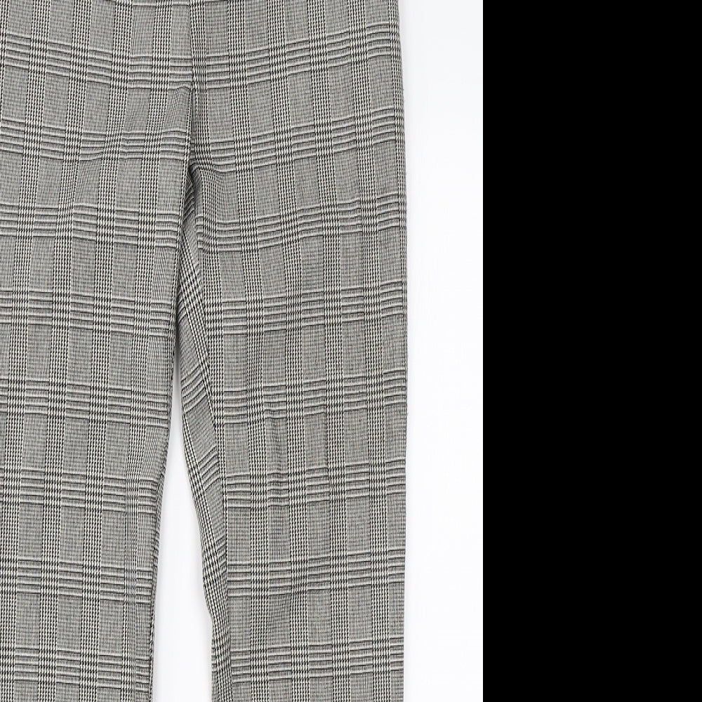 TU Womens White Check Viscose Dress Pants Trousers Size 8 L26 in Regular
