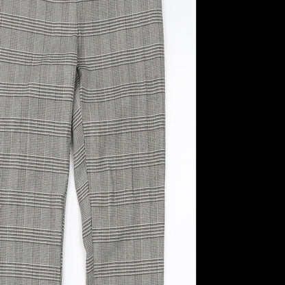 TU Womens White Check Viscose Dress Pants Trousers Size 8 L26 in Regular