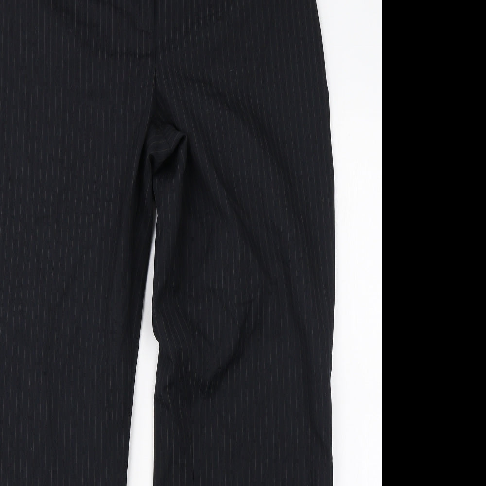 F&F Womens Black Striped Viscose Dress Pants Trousers Size 14 L27 in Regular