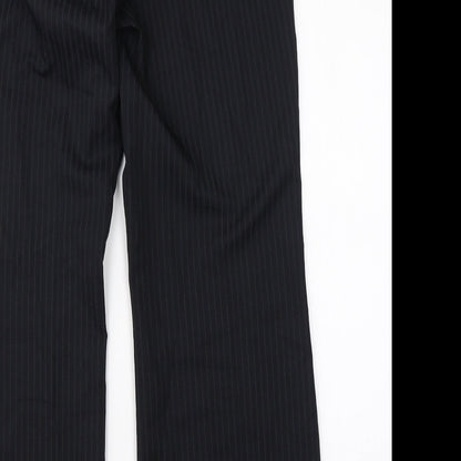 F&F Womens Black Striped Viscose Dress Pants Trousers Size 14 L27 in Regular