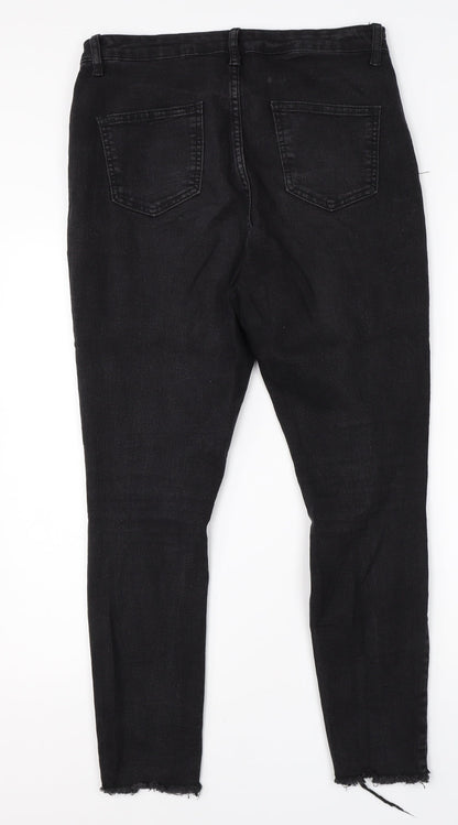 Boohoo Womens Black  Cotton Skinny Jeans Size 12 L24 in Regular