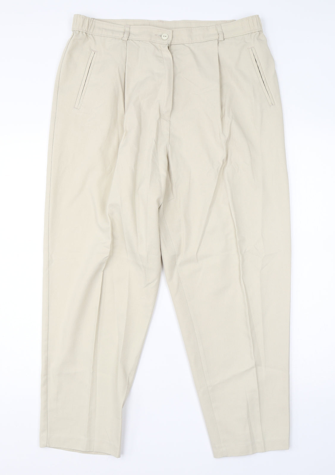 Classic Womens Beige  Viscose Dress Pants Trousers Size 18 L24 in Regular