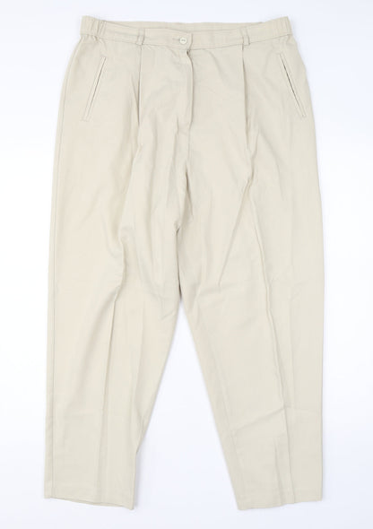 Classic Womens Beige  Viscose Dress Pants Trousers Size 18 L24 in Regular