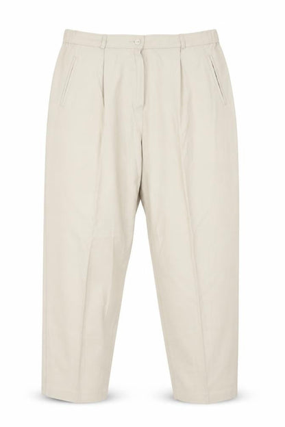 Front view of Classics women’s beige viscose dress pants trousers, size UK 18, 24-inch leg regular