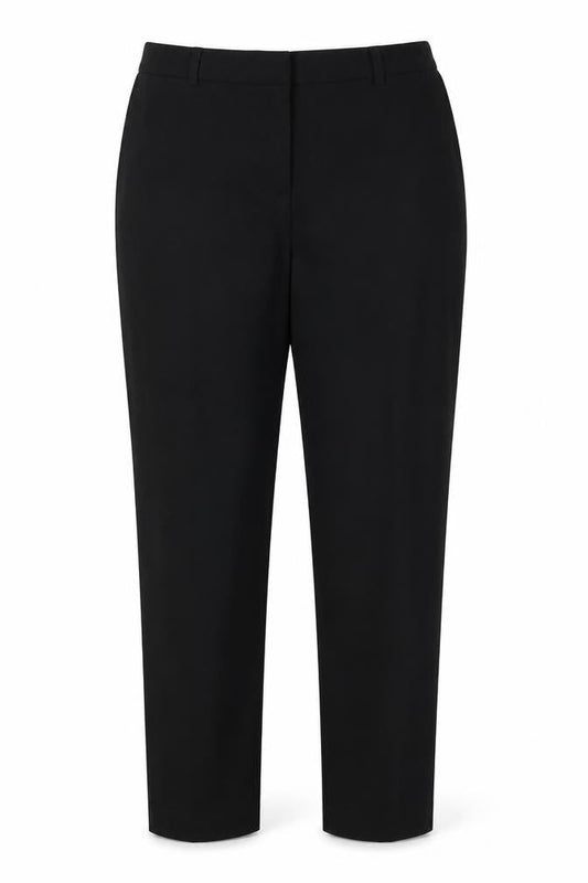 Front view of Marks & Spencer women’s black viscose dress pants trousers, size UK 12, 24-inch leg regular