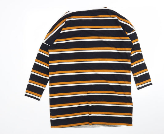 F&F Womens Multicoloured Striped Polyester Jumper Dress  Size 12  Round Neck