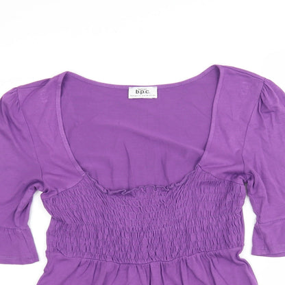 b.p.c Womens Purple Paisley Viscose Basic Blouse Size S Scoop Neck