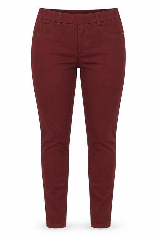 Front view of Dorothy Perkins women’s red cotton jegging jeans, size UK 10, 31-inch leg regular
