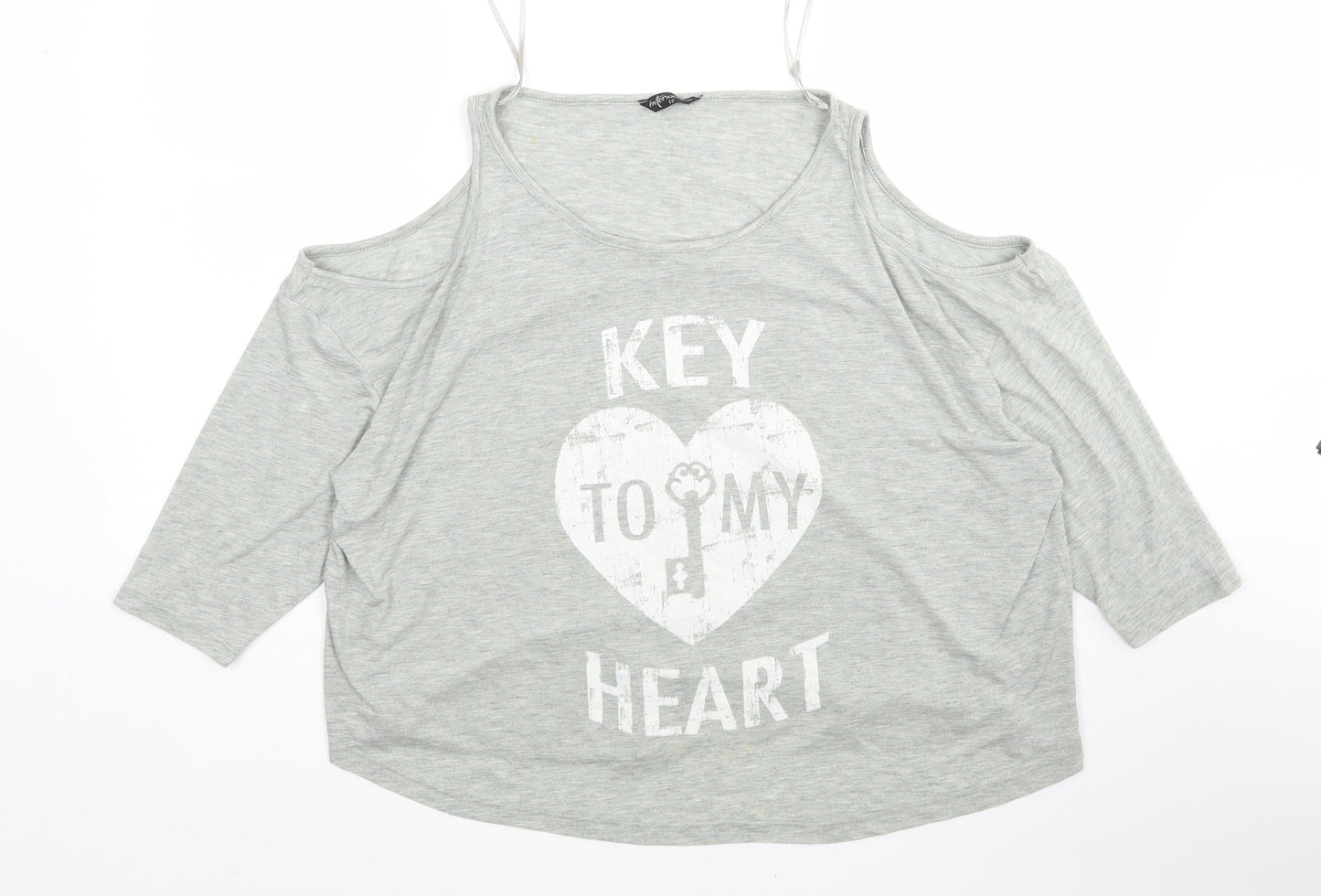 Womens UK Size 12 Internacionale Grey Basic T-Shirt