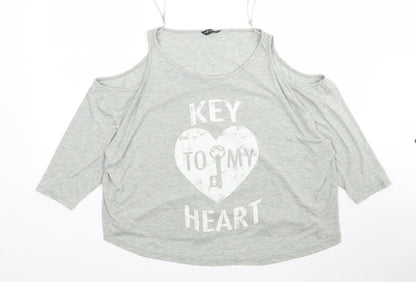 Womens UK Size 12 Internacionale Grey Basic T-Shirt