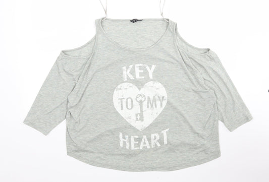 Womens UK Size 12 Internacionale Grey Basic T-Shirt