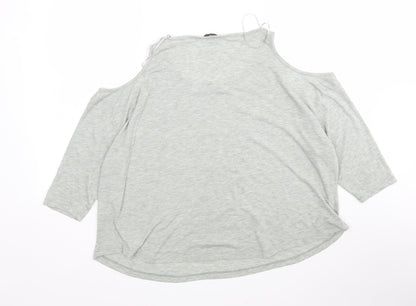 Womens UK Size 12 Internacionale Grey Basic T-Shirt