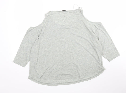 Womens UK Size 12 Internacionale Grey Basic T-Shirt