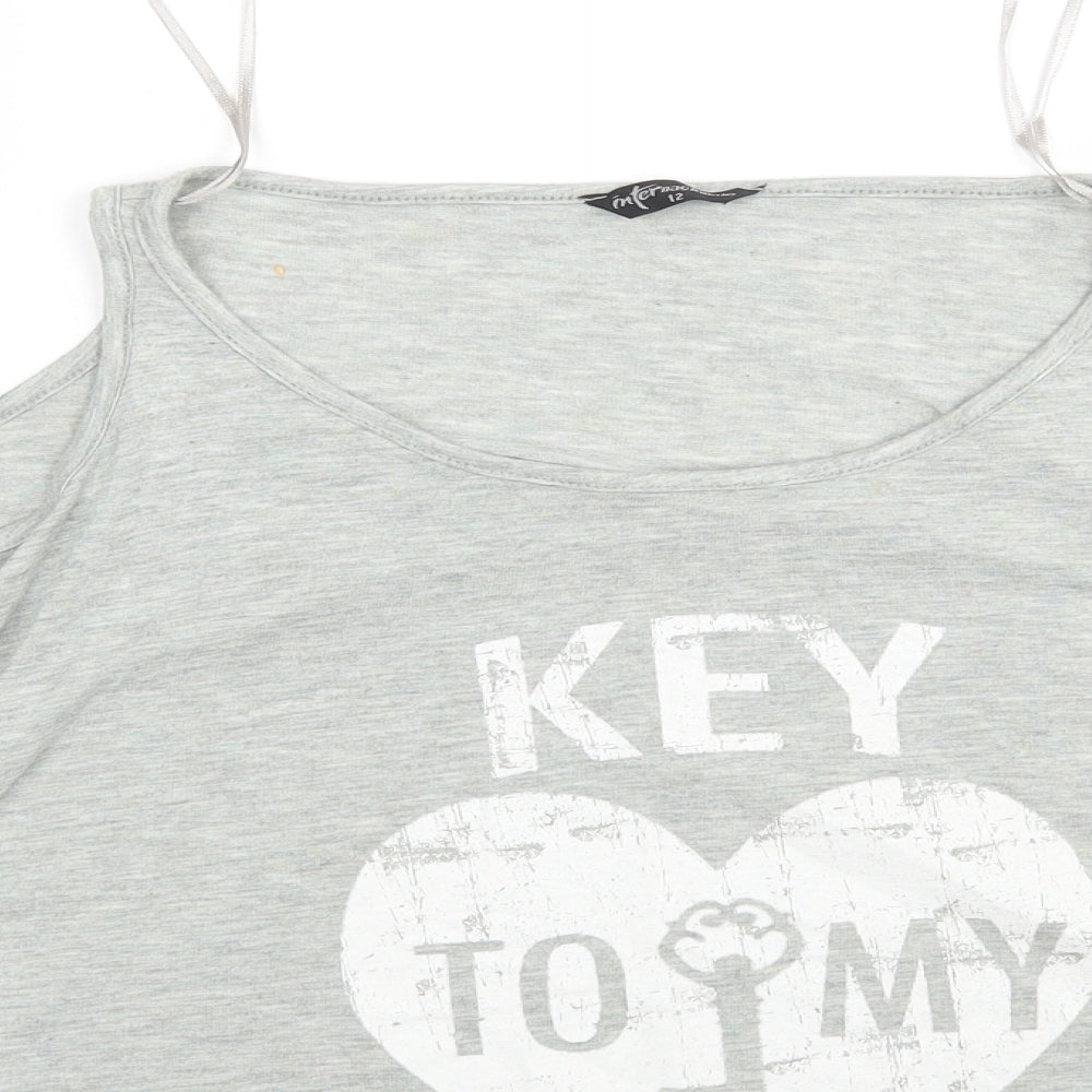 Womens UK Size 12 Internacionale Grey Basic T-Shirt