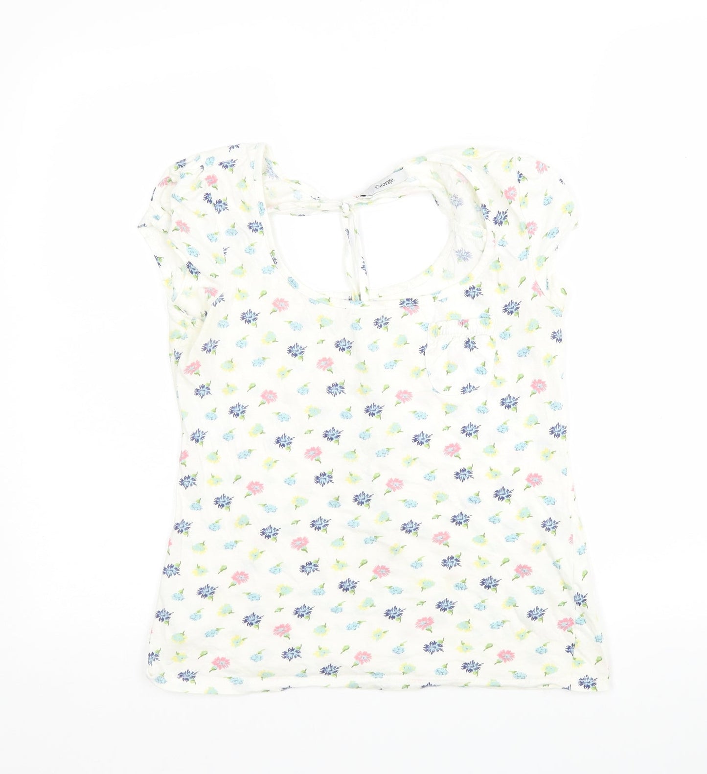 George Womens Multicoloured Floral Cotton Basic T-Shirt Size 10 Round Neck