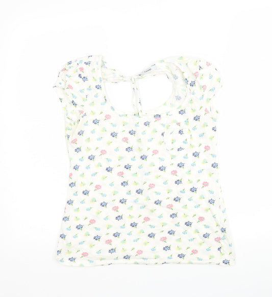 George Womens Multicoloured Floral Cotton Basic T-Shirt Size 10 Round Neck