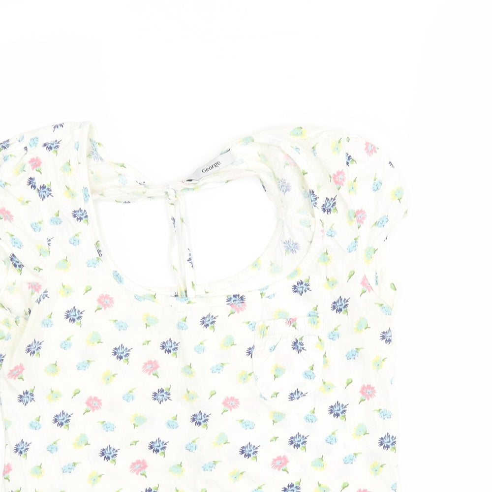 George Womens Multicoloured Floral Cotton Basic T-Shirt Size 10 Round Neck