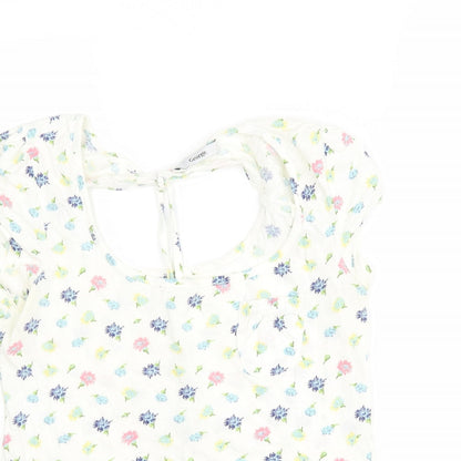 George Womens Multicoloured Floral Cotton Basic T-Shirt Size 10 Round Neck