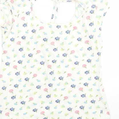 George Womens Multicoloured Floral Cotton Basic T-Shirt Size 10 Round Neck