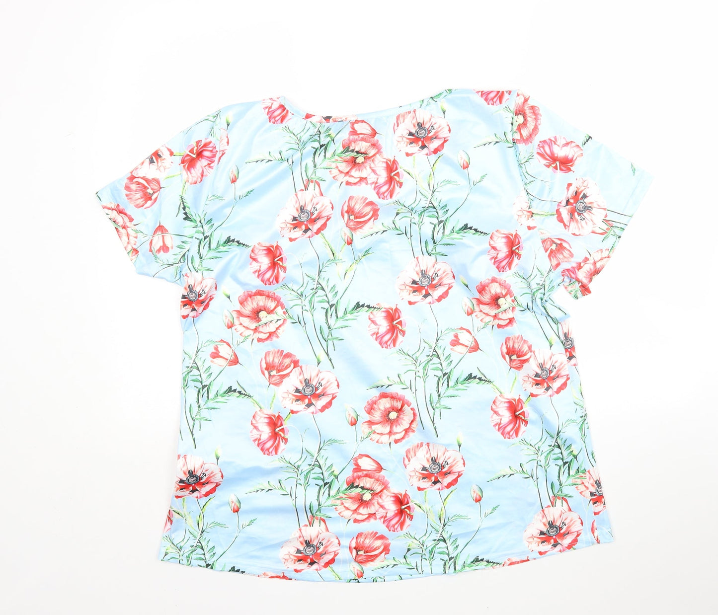 Shein  Womens Multicoloured Floral Cotton Basic T-Shirt Size 3XL V-Neck