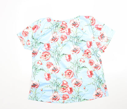 Shein  Womens Multicoloured Floral Cotton Basic T-Shirt Size 3XL V-Neck