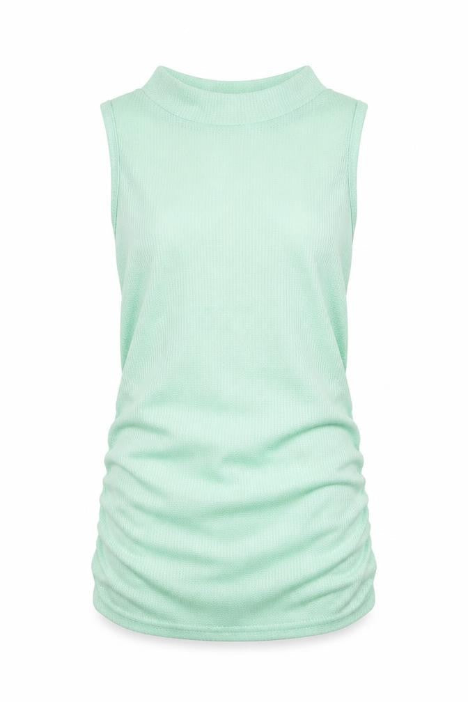 Front view of SHEIN women’s green round neck polyester vest jumper, size M
