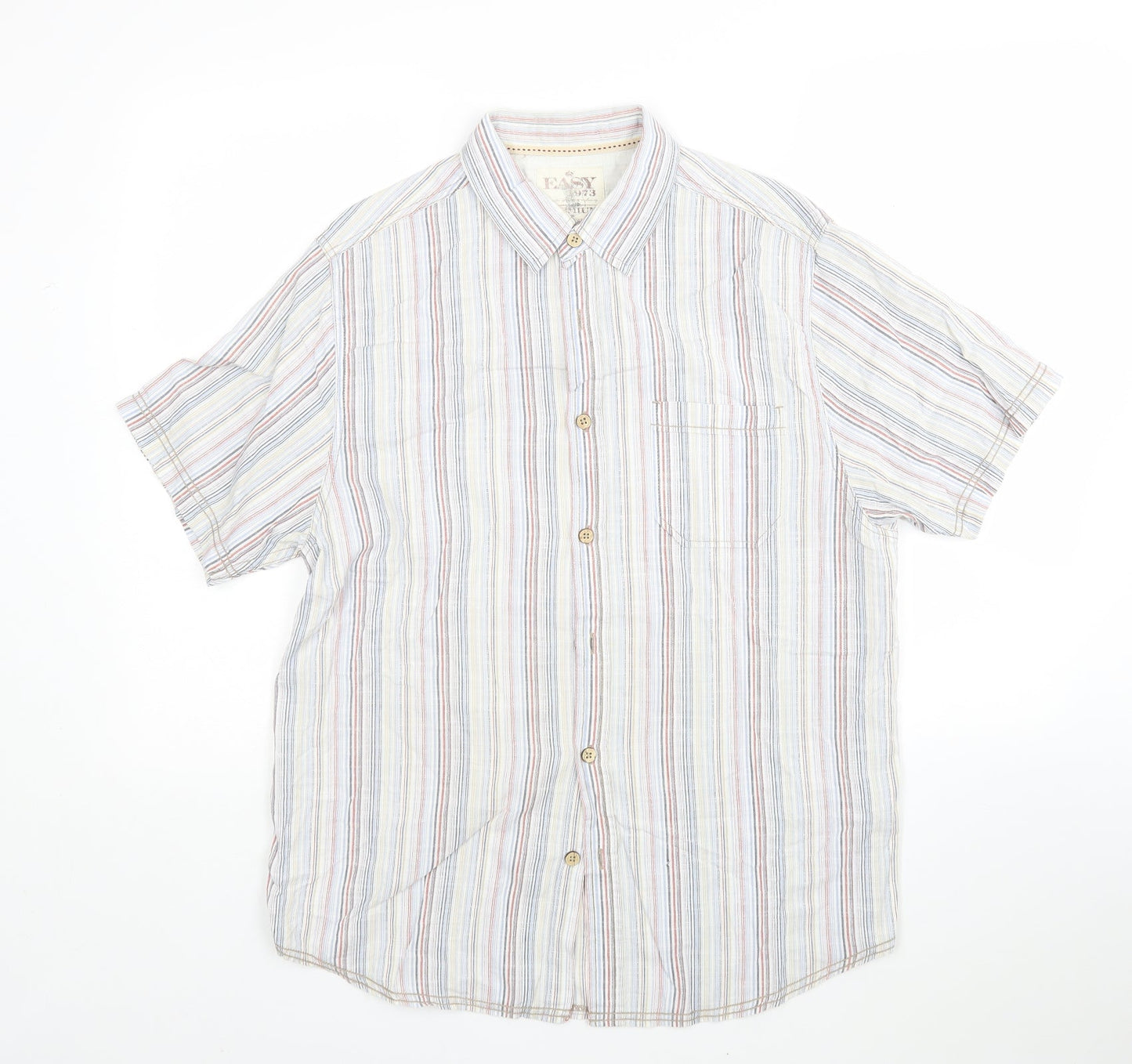Mens UK Size L Easy Multicoloured  Button-Up Short Sleeve Casual Shirt