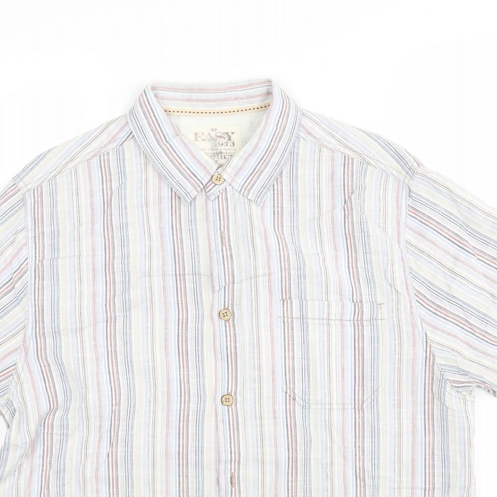 Mens UK Size L Easy Multicoloured  Button-Up Short Sleeve Casual Shirt