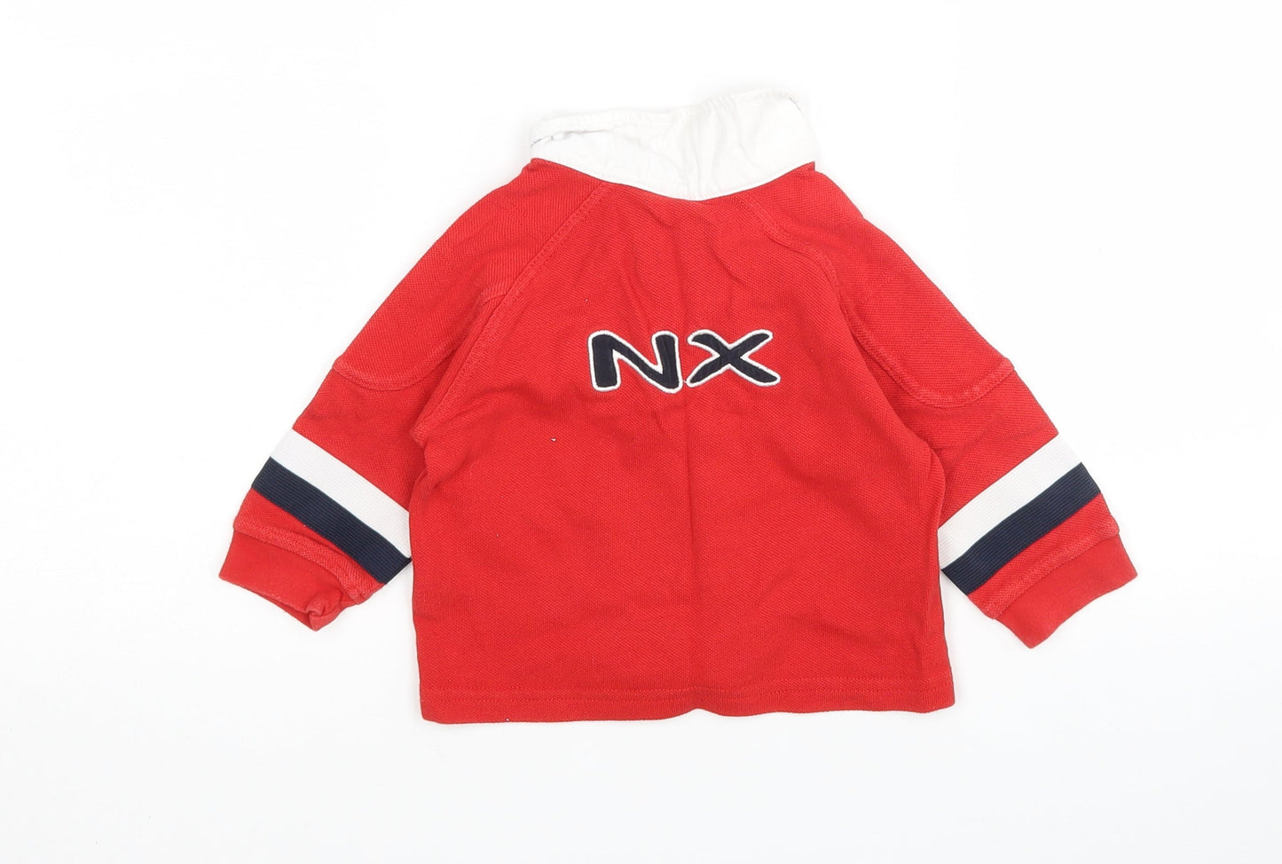 NX Boys Red  Cotton Basic Polo Size 9-12 Months Collared